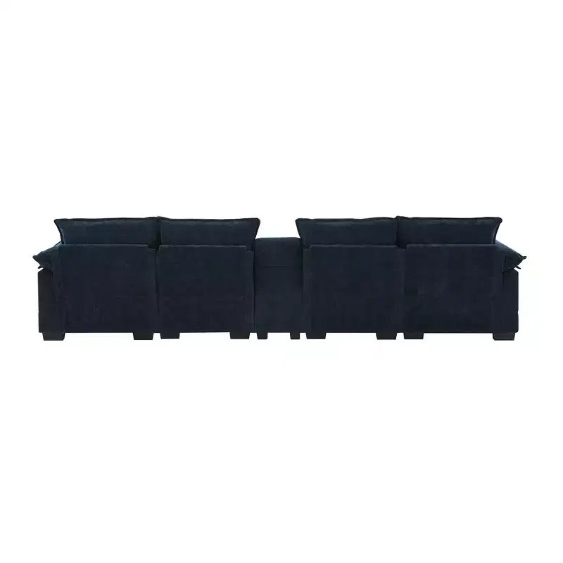 Canapé d'angle moderne en U de 123 po – 6 places avec console, porte-gobelets et ports USB