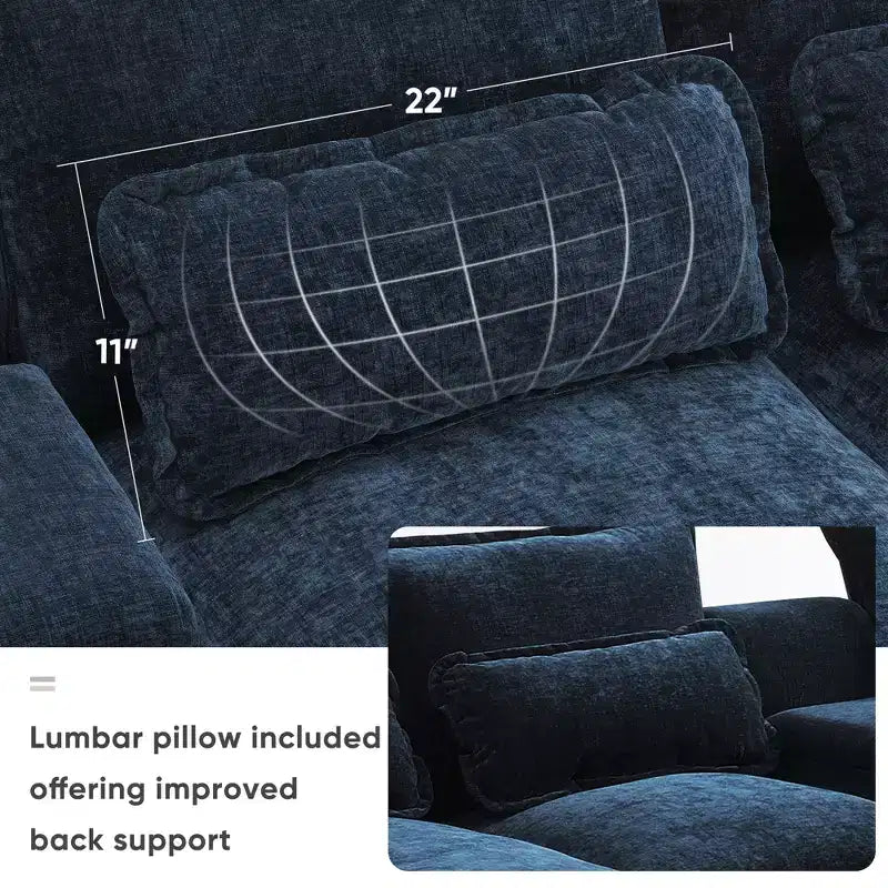 Canapé d'angle moderne en U de 123 po – 6 places avec console, porte-gobelets et ports USB