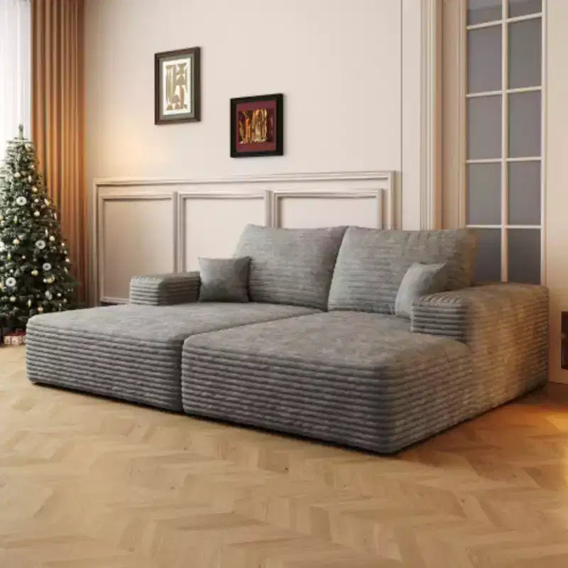 Canapé-lit double moderne – Aucun assemblage requis, gris