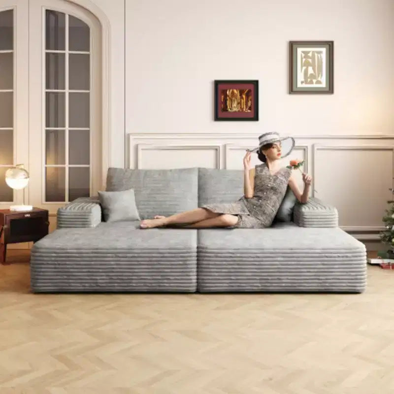 Canapé-lit double moderne – Aucun assemblage requis, gris