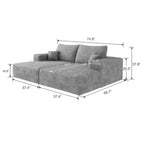 Canapé-lit double moderne – Aucun assemblage requis, gris