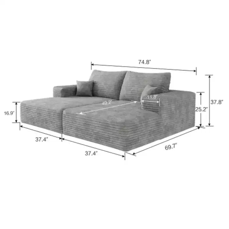 Canapé-lit double moderne – Aucun assemblage requis, gris