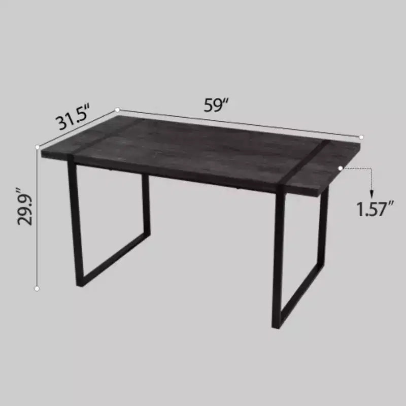 Table à manger rectangulaire moderne industrielle – Bois MDF naturel, 4-6 places