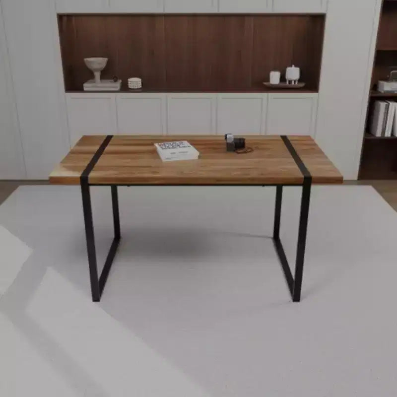 Table à manger rectangulaire moderne industrielle – Bois MDF naturel, 4-6 places