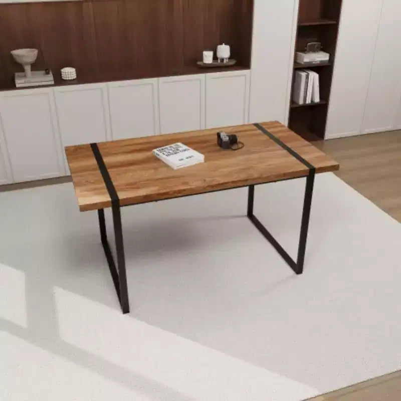 Table à manger rectangulaire moderne industrielle – Bois MDF naturel, 4-6 places
