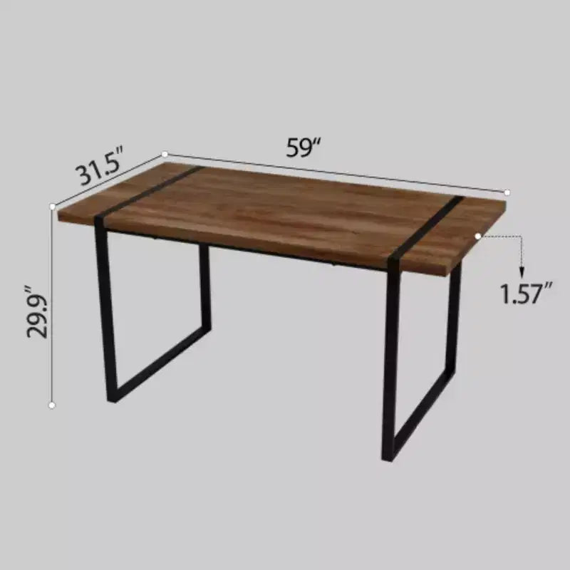 Table à manger rectangulaire moderne industrielle – Bois MDF naturel, 4-6 places