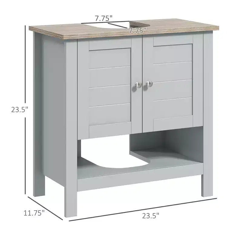 Meuble sous-lavabo pour lavabo sur pied – Rangement peu encombrant avec étagère réglable, gris