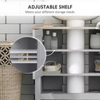 Meuble sous-lavabo pour lavabo sur pied – Rangement peu encombrant avec étagère réglable, gris