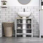Meuble sous-lavabo pour lavabo sur pied – Rangement peu encombrant avec étagère réglable, gris