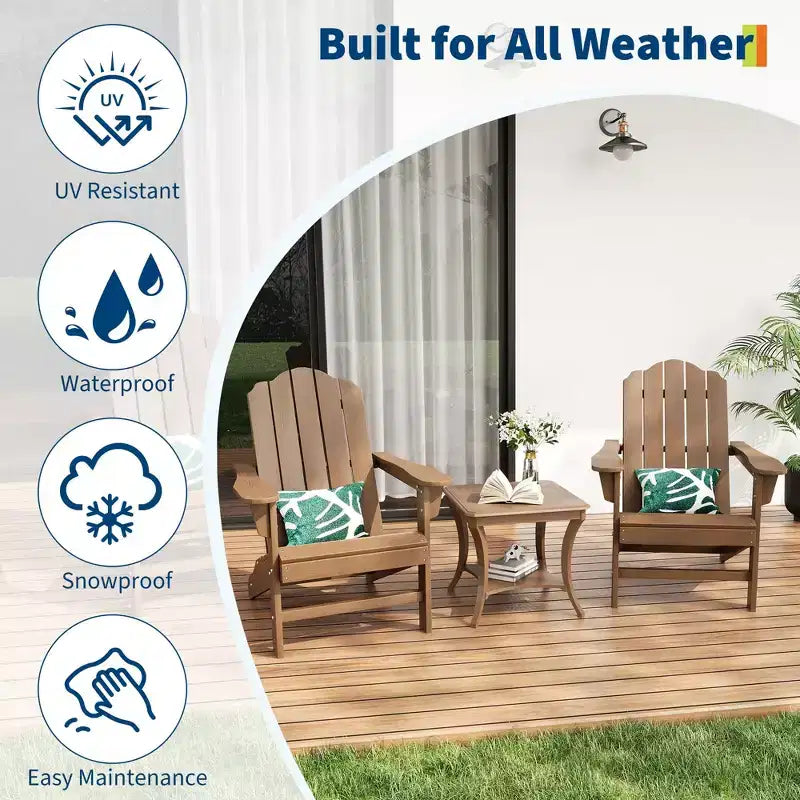 Fauteuil de jardin Adirondack en PEHD Effet bois pour jardin, terrasse et piscine