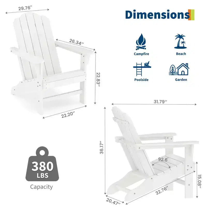 Fauteuil de jardin Adirondack en PEHD Effet bois pour jardin, terrasse et piscine