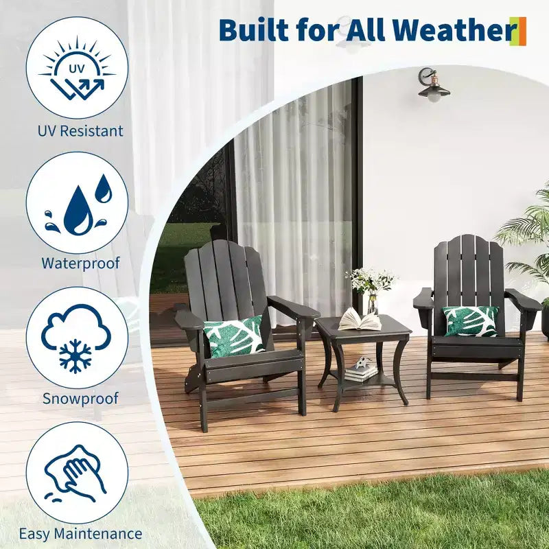 Fauteuil de jardin Adirondack en PEHD Effet bois pour jardin, terrasse et piscine