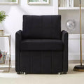 MAYEERTY Uphlostered Convertible Sleeper Sofa Sode Pockets and Storage Basket for Living Room Black