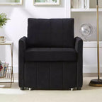 MAYEERTY Uphlostered Convertible Sleeper Sofa Sode Pockets and Storage Basket for Living Room Black