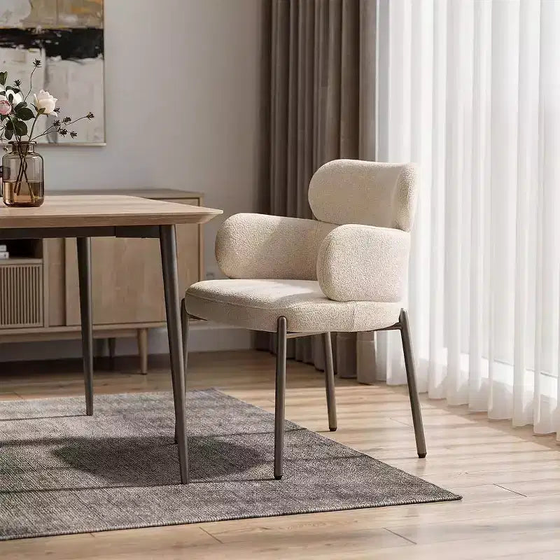 Fauteuil de salle à manger en boucle beige et bronze – Cadre en acier, capacité de 136 kg
