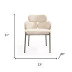 Fauteuil de salle à manger en boucle beige et bronze – Cadre en acier, capacité de 136 kg