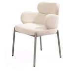 Fauteuil de salle à manger en boucle beige et bronze – Cadre en acier, capacité de 136 kg