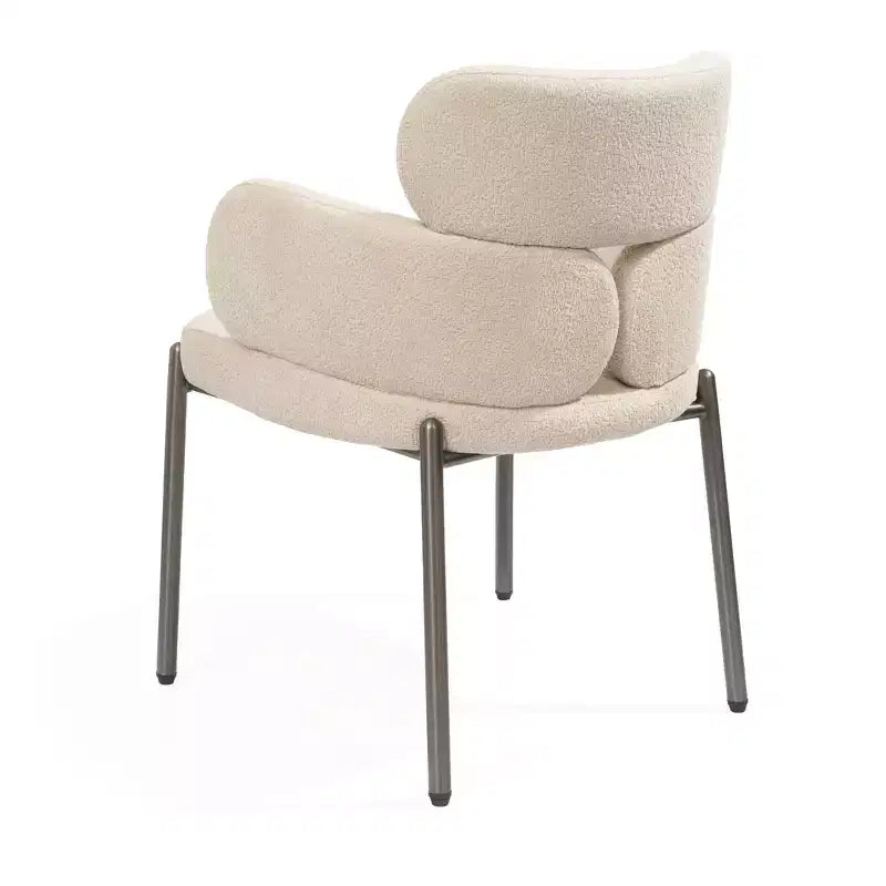 Fauteuil de salle à manger en boucle beige et bronze – Cadre en acier, capacité de 136 kg