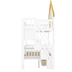 Lit superposé jumeau/double Kids House – Lit mezzanine avec lit gigogne, tiroirs de rangement et escalier