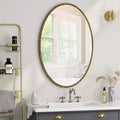 MAYEERTY Iron Art Oval Retro Mirror Antique Effect Wall Hanging for Bedroom Living Room Gold