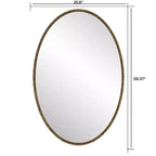 Miroir Mural Ovale Rétro – Cadre en Fer Doré Antique, 99x66 cm, Chambre et Salon