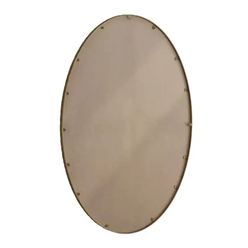 Miroir Mural Ovale Rétro – Cadre en Fer Doré Antique, 99x66 cm, Chambre et Salon