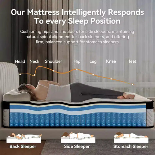 12" Hybrid Mattress in a Box – Memory Foam & Pocket Springs, Medium Firm, White