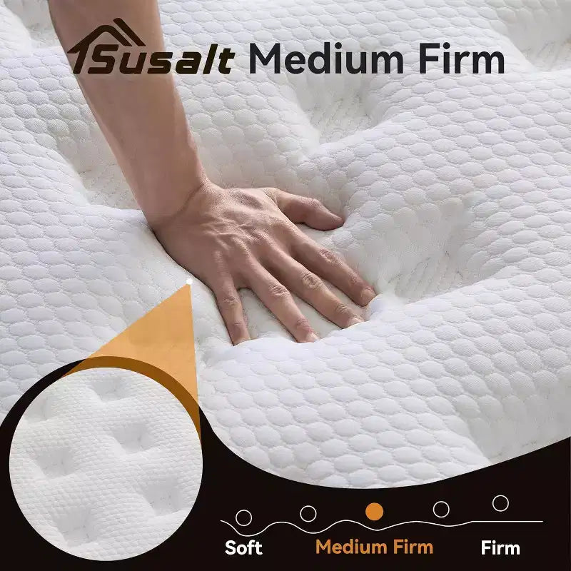 12" Hybrid Mattress in a Box – Memory Foam & Pocket Springs, Medium Firm, White
