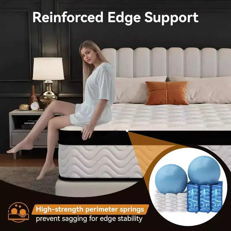 12" Hybrid Mattress in a Box – Memory Foam & Pocket Springs, Medium Firm, White