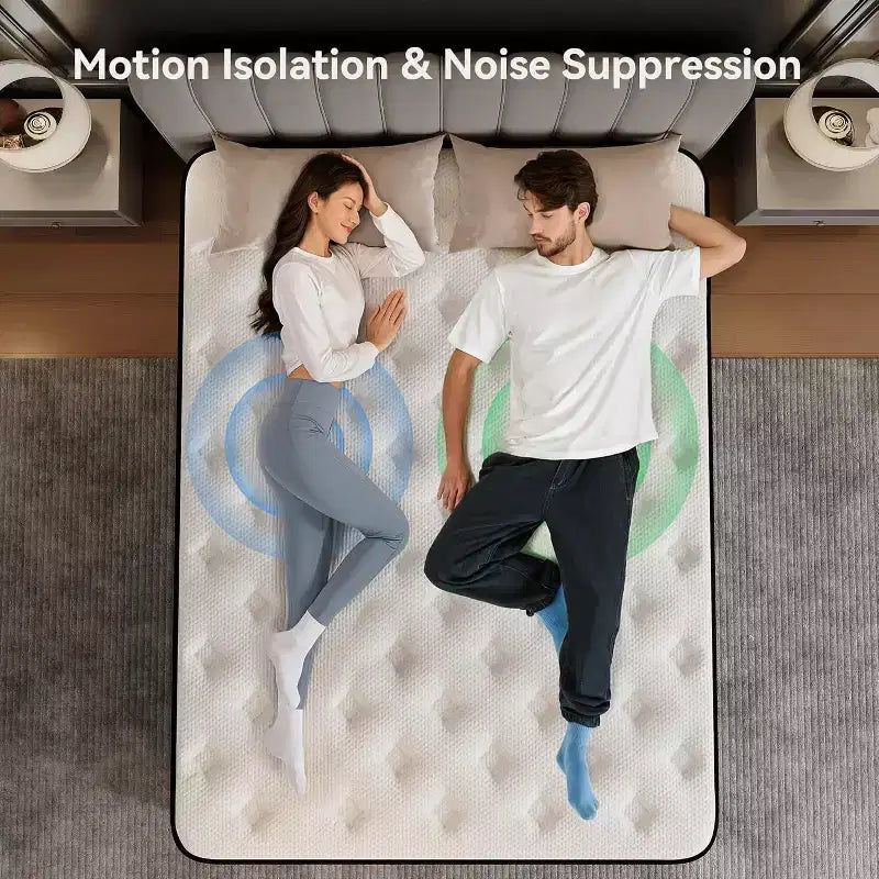 Matelas hybride en boîte 12 pouces – Mousse à mémoire de forme et ressorts ensachés, semi-ferme, blanc