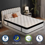 Matelas hybride en boîte 12 pouces – Mousse à mémoire de forme et ressorts ensachés, semi-ferme, blanc