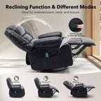 Fauteuil inclinable à bascule avec massage et chauffage – Pivotant à 306°, extra large, en chenille ou PU