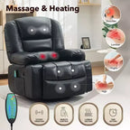 Fauteuil inclinable à bascule avec massage et chauffage – Pivotant à 306°, extra large, en chenille ou PU