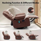 Fauteuil inclinable à bascule avec massage et chauffage – Pivotant à 306°, extra large, en chenille ou PU