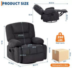 Fauteuil inclinable à bascule avec massage et chauffage – Pivotant à 306°, extra large, en chenille ou PU