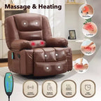 Fauteuil inclinable à bascule avec massage et chauffage – Pivotant à 306°, extra large, en chenille ou PU