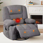 Fauteuil inclinable à bascule avec massage et chauffage – Pivotant à 306°, extra large, en chenille ou PU