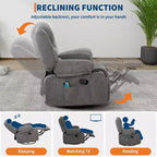 Fauteuil inclinable à bascule avec massage et chauffage – Pivotant à 306°, extra large, en chenille ou PU