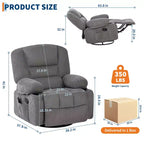 Fauteuil inclinable à bascule avec massage et chauffage – Pivotant à 306°, extra large, en chenille ou PU