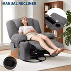 Fauteuil inclinable à bascule avec massage et chauffage – Pivotant à 306°, extra large, en chenille ou PU