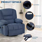 Fauteuil inclinable à bascule avec massage et chauffage – Pivotant à 306°, extra large, en chenille ou PU
