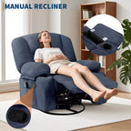 Fauteuil inclinable à bascule avec massage et chauffage – Pivotant à 306°, extra large, en chenille ou PU