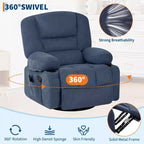 Fauteuil inclinable à bascule avec massage et chauffage – Pivotant à 306°, extra large, en chenille ou PU