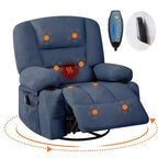 Fauteuil inclinable à bascule avec massage et chauffage – Pivotant à 306°, extra large, en chenille ou PU