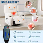 Fauteuil inclinable à bascule avec massage et chauffage – Pivotant à 306°, extra large, en chenille ou PU