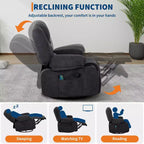 Fauteuil inclinable à bascule avec massage et chauffage – Pivotant à 306°, extra large, en chenille ou PU