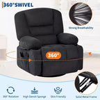 Fauteuil inclinable à bascule avec massage et chauffage – Pivotant à 306°, extra large, en chenille ou PU