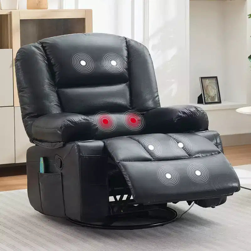 Fauteuil inclinable à bascule avec massage et chauffage – Pivotant à 306°, extra large, en chenille ou PU