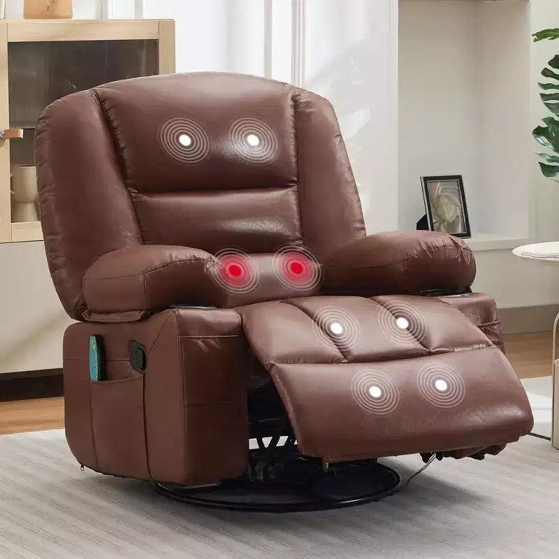 Fauteuil inclinable à bascule avec massage et chauffage – Pivotant à 306°, extra large, en chenille ou PU