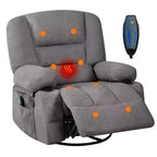 Fauteuil inclinable à bascule avec massage et chauffage – Pivotant à 306°, extra large, en chenille ou PU